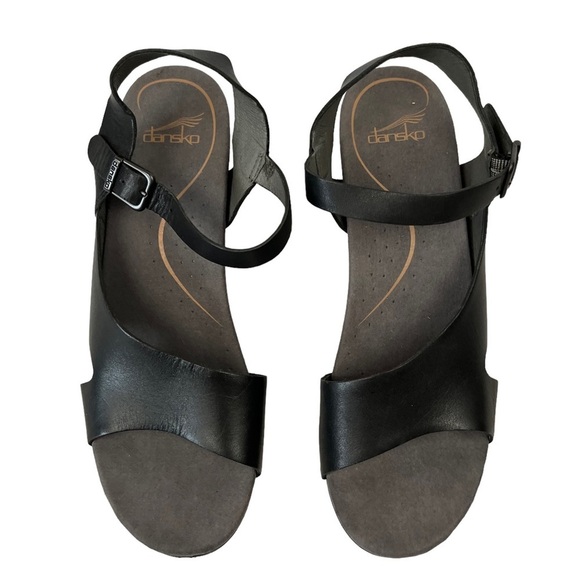 Dansko Black Wedge Sandals - Picture 3 of 10